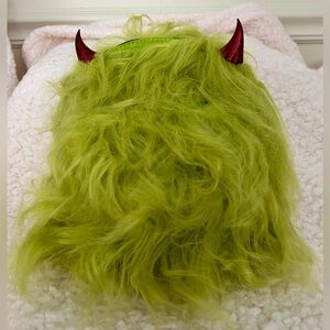 NWT Dolls Kill Current Mood Case of The Grumpies Fuzzy Backpack in Furry Green